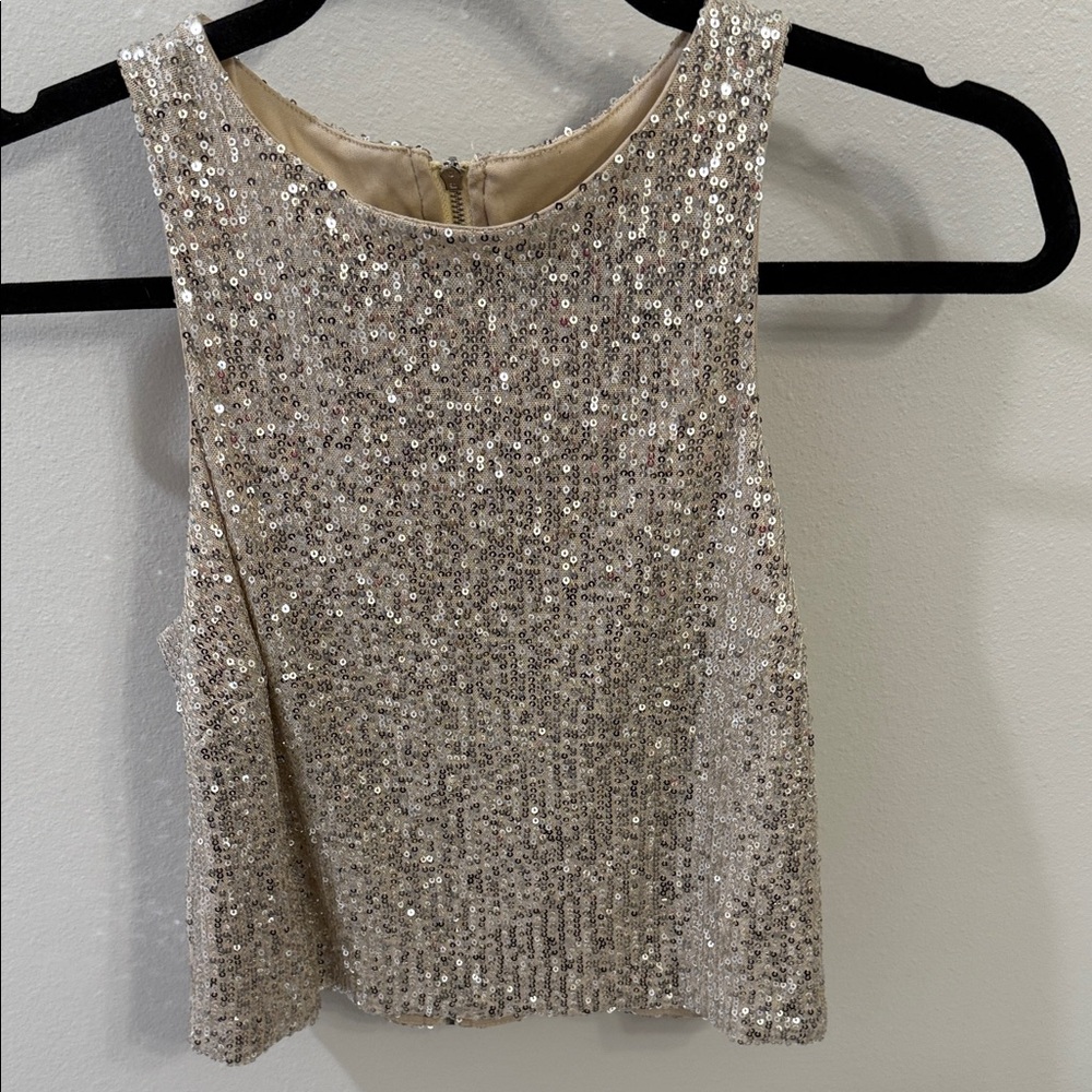 Sequined Champagne Shine Camisole Tank Top